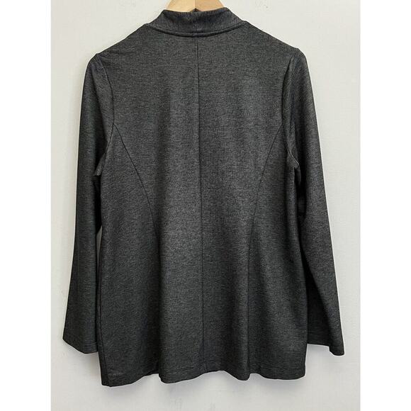 J. Jill Wearever Collection Gray Knit Blazer Sz Small Stretch 1 Button Jacket - Picture 6 of 10